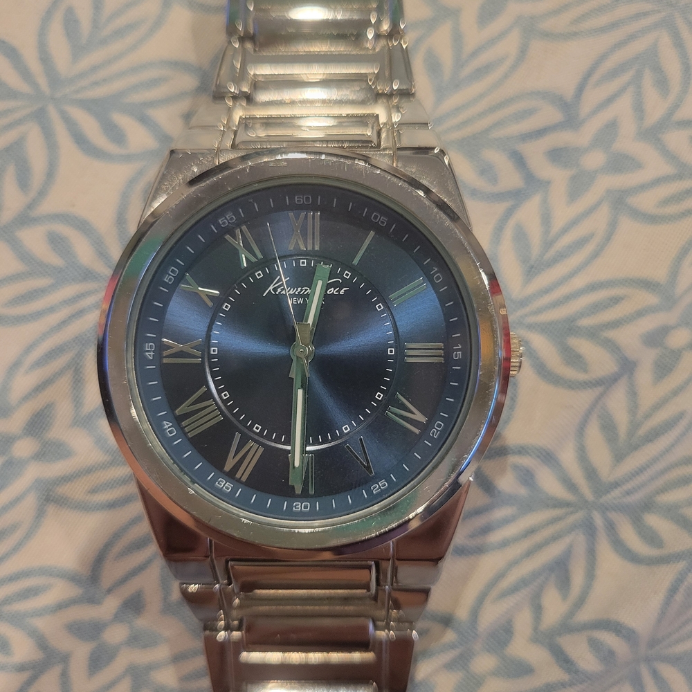 Kenneth Cole New York Silver and Blue Dress Watch